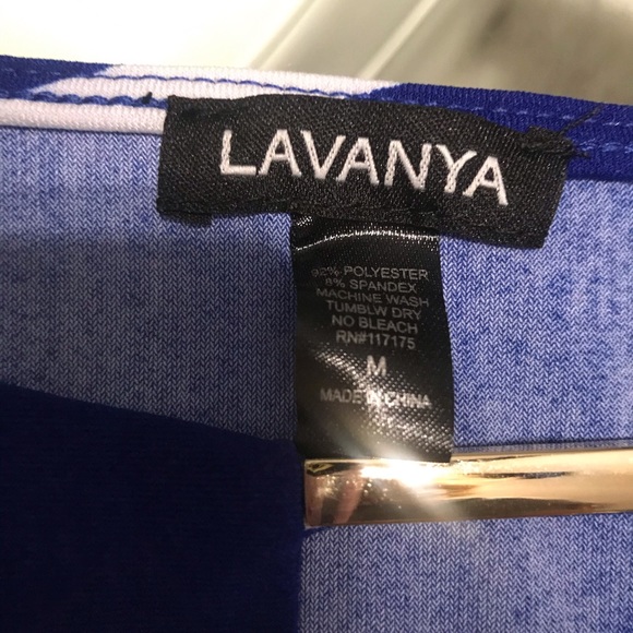 Lavanya Abstract Blue & White  Dress: M - Picture 4 of 4